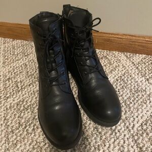 Black Leather Taos Ankle Boots